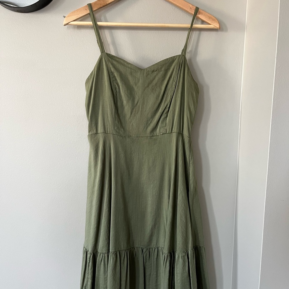Olive Green Spaghetti Strap Dress